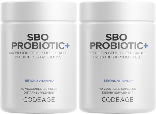 [BRSRMED5CAHQMDT3] Codeage SBO Probiotics, 100 Billion CFUs Por Serving, Multi Strain Soil Based Organisms Blend and Organic Fermented Botanical Blend, Shelf-Stable - 2 Pack