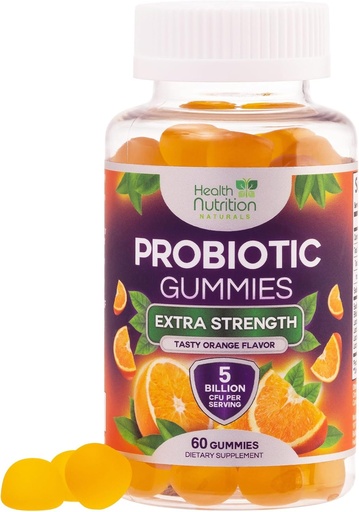 [BRSW2AQOC4PWKYA3] Probiotic Gummies 5 Billion CFU - 女性のための消化の健康とガット サポート ガミー、男性、&キッズ、免疫サポートのための毎日のプロバイオティクスの補足、非GMO、ビーガン、60グミ