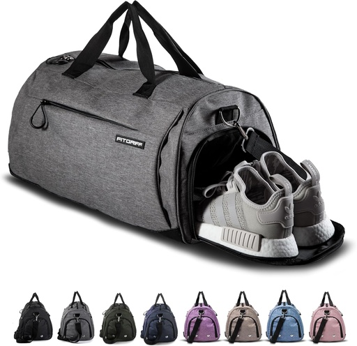 [BRSROZD7AUPQMHQZ] Bolso de gimnasio Fitgriff® para hombre &amp; mujer con zapatilla &amp; baño - Bolsa para viajes, deportes, ejercicio