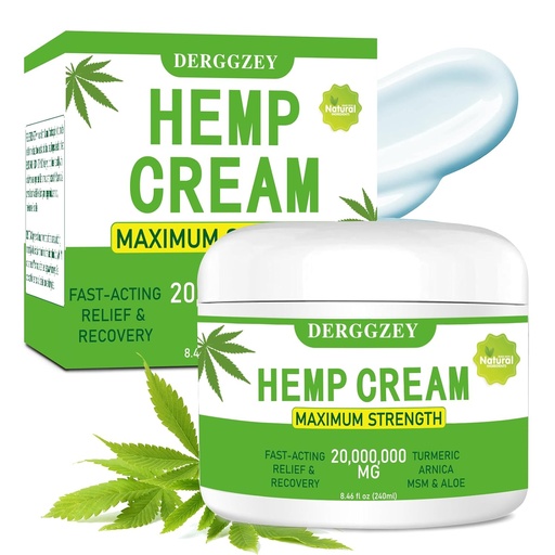 [BRSRMCATCB6WK23A] Hemp Cream 8.46 fl oz - Maximum Strength - Natural Hemp Oil Extract Rub with Arnica, MSM, Turmeric, Emu Oil, Aloe Vera - Muscles, Joints, Back, Neck, Fingers, Elbows (240ML)