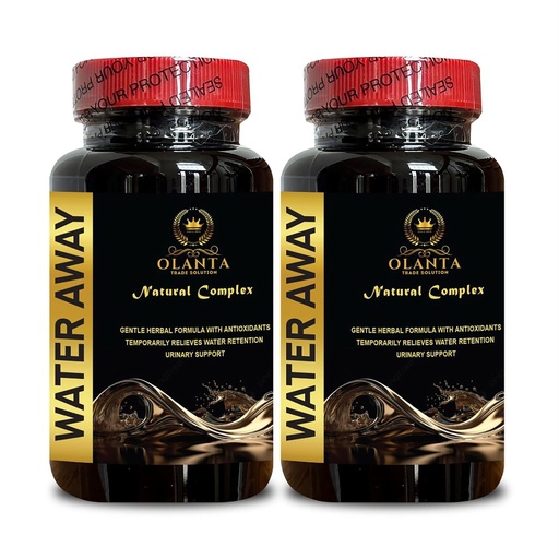 [BRSRAFTQAUMAECQZ] Water Away Supplement - Urinary Health, Water Retention, Natural Diuretic to Expel Water Away, Feel Better & Lighter, Bloating Relief - 2 Bottle 120 Capsules