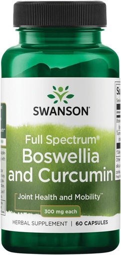 [BRSWIHYNOQDBQHLY] Swanson Full Spectrum Boswellia and Curcumin 60 Capsules(Packing May Vary)