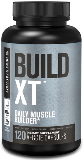[BRSW2AQ2DJ7AM3TB] Jacked Factory Build-XT Daily Muscle Builder & Performance Enhancer - Muscle Building Supplement for Muscular Strength & Growth | Trademarked Ingredients Peak02, ElevATP, & Astragin - 120 Veggie Pills