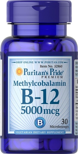 [BRSWIEIEOR4RYYD6] Puritans Pride Metilkobalaminas Vitaminas B- 12 5000 Mcg- 30 Microlozenges, 30 Count