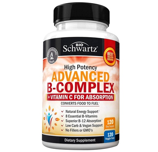 [BRSROCY7PIBRA23V] Vitamin B Complex with Vitamin C for Maximum Absorption - Methylcobalamin b12 & Folate Folic Acid Supplement - B1 B2 B3 B5 B6 B7 B9 for Immune Energy & Nervous System Support - Non-GMO, 120 count