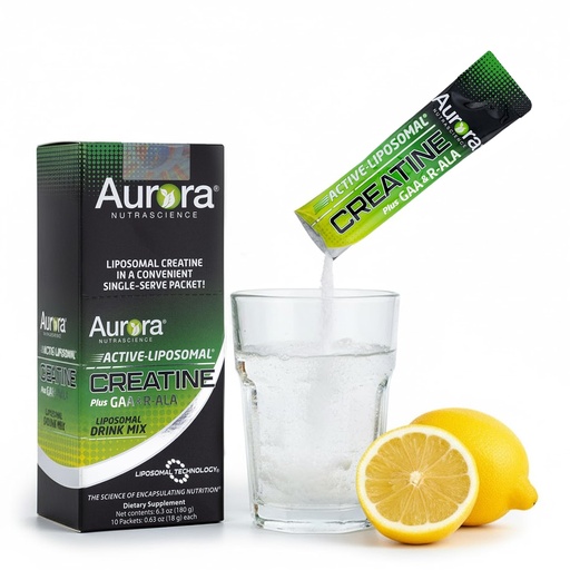 [BRSRAGL5AEHGE2TV] Aurora Nutrascience Active Liposomal Creatine Monohydrate GAA & R-ALA - Powder Creatine Supplement for Men & Women, Muscle & Energy Support, Travel Packs To Go - 10 Single Serve Packets, Lemon Lime