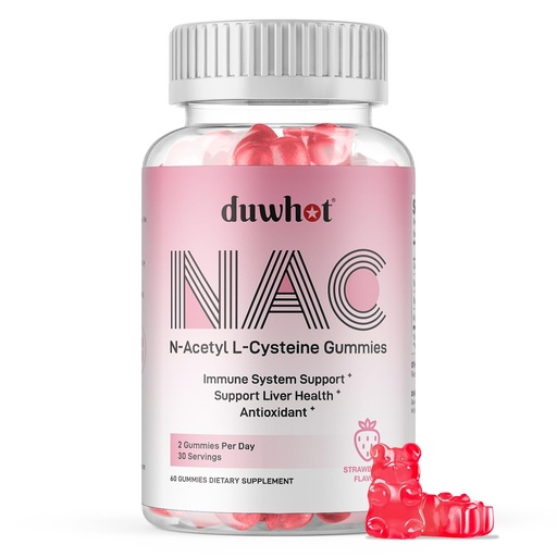 [BRSROHA3BUNGYAD2] duwhot NAC Gummies 600mg, N Acetyl Cysteine Supplement NAC Chewable for Antioxidants & Immune Support, Lung & Liver Health, Natural Strawberry Flavor, 60ct