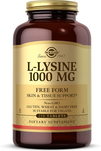 [BRSWIYTYO4PAYCDC] Solgar L-Lysine 1000 mg, 250 Tablets - Enhanced Absorption and Assimilation - Promotes Integrity of Skin and Lips - Collagen Support - Amino Acids - Non-GMO, Vegan, Gluten Free - 250 Servings