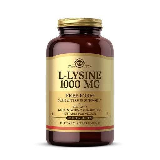 [BRSWIYTYO4PAYCDC] Solgar L-Lysine 1000 mg, 250 Tablets - Enhanced Absorption and Assimilation - Promotes Integrity of Skin and Lips - Collagen Support - Amino Acids - Non-GMO, Vegan, Gluten Free - 250 Servings