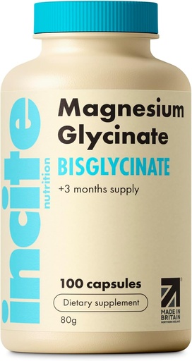 [BRSRO2YDA4CGKDI6] Magnesium Glycinate 500mg - 3 måneders forsyning - høj styrke 100 nemme synkekapsler - Pure Magnesium Glycinate Supplement - Magnesiumtilskud - Vegan & Gluten Free - Sleep Aid - Made in UK