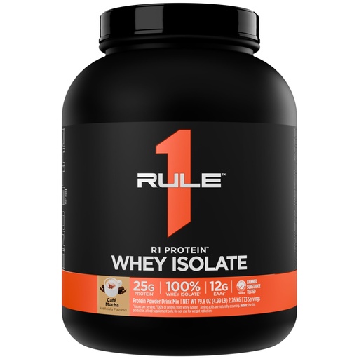 [BRSW2BAKB4FWGGTX] Rule 1 Proteins R1 Protein Whey Isolate - with 25g Protein & 6g BCAA Exclusively from Isolated & Hydrolyzed Sources for Workout Recovery (5 Pounds, Café Mocha)