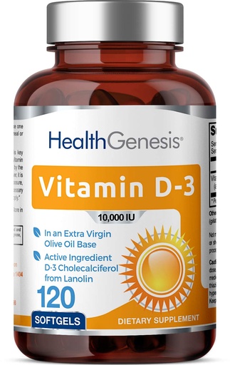 [BRSWK236AEIAID32] Vitamin D-3 10000 IU 120 Softgels - High-Potency in Extra Virgin Olive Oil Non-GMO Soy-Free Supports Strong Bones Immune Health