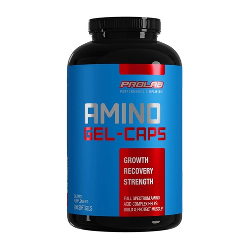 [BRSWIYTYO4HRODY7] Prolab Amino Gel-Caps Essential Amino Acids Supplement, High-Potency, Easy-to-Swallow Capsules (200 Softgels)