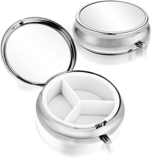 [BRSROEINBABAM3LL] Sibba 3 Compartment Portable Medicine Pill Case, Travel Multi-Functional Moisture Proof Pill Box for Purse & Pocket, Cute Metal Medicine Pill Organizer Box for Vitamins, Fish Oil & Supplements