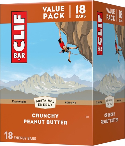 [BRSWGEI7A4OREAY7] CLIF - křupavé arašídové máslo - Vyrobeno s organickou ovesnou hmotou - 11g protein - Non- GMO - Plant based - Energy Bars - 2.4 oz. (18 Pack)