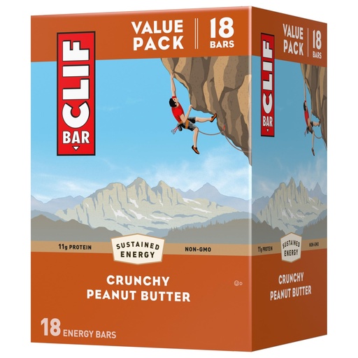 [BRSWGEI7A4OREAY7] CLIF BAR - Crunchy Peanut Butter - Made with Organic Oats - 11g Protein - Non-GMO - Plant Based - Energy Bars - 2.4 oz. (18 Pack)