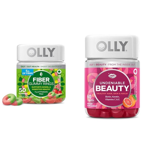 [BRSROCYOAEPWAFYY] OLLY Fiber Gummy Rings, 5g Prebiotic Fiber, FOS (Fructo-oligosaccharides), Digestive Support & Undeniable Beauty Gummy, for Hair, Skin, Nails, Biotin, Vitamin C, Keratin, Chewable Supplement