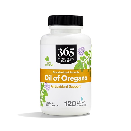 [BRSRMAYQCUBB4G3L] 365 by Whole Foods Market, Oil of Oregano Standardized Formula, Antioxidant Support, Vegan Liquid Capsules, 120 Count