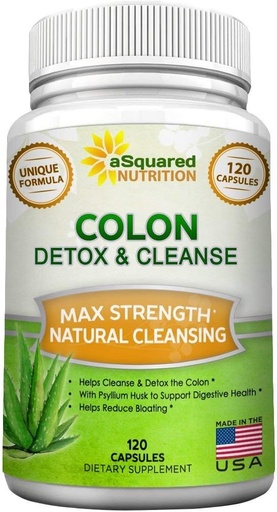 [BRSWKFY7BUDBEGTY] aSquared Nutrition Pure Colon Cleanse for Weight Loss - 120 Capsules, Max Strength, Natural Colon Detox Cleanser, Colon Cleansing Diet Supplement Blend for Digestive Health, Diet Pills for Men & Women
