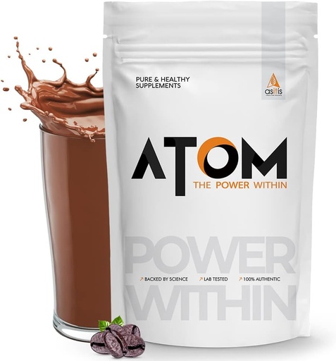 [BRSRM2YCCN7Q2YDU] Asitis Nutrition AS-IT-is Atom Whey Protein 1kg/35.2 Oz with Digestive Enzymes | USA Labdoor Certified for Accuracy & Purity | Cafã© Latte Flavor | 27g Protein Cross-Flow Microfiltered Gluten-Free