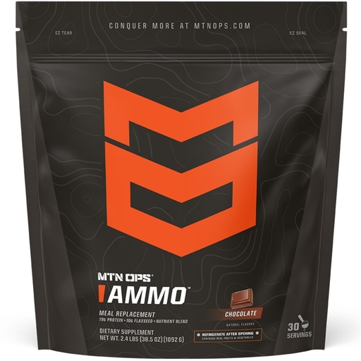[BRSWKF3ZBZ6BQHLU] MTN OPS Ammo Meal Replacement Shake Powder – 19g Protein, 10g Flaxseed, 4.5g Whole Foods, Real Fruits & Vegetables – Daily Nutrition & On-the-Go Fuel, 30 Servings, Chocolate