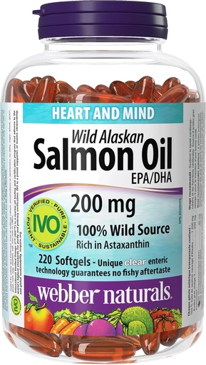 [BRSWIHT2CQNGOFLA] Webber Naturals Wild Alaskan Salmon Oil, 200 Mg, 220-Count