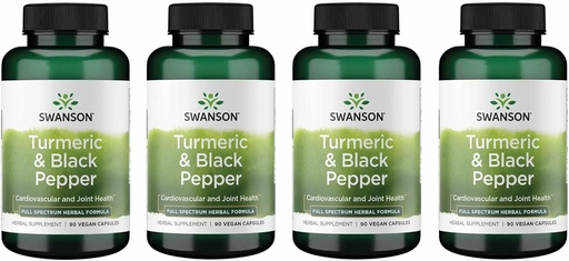 [BRSRMEICDECB6FA4] Swanson Premium- куркума и черен пипер - антиоксидант, digestion & Joint support - 90 Veg Caps (4 Pack)