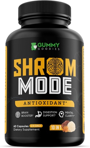 [BRSRAEL4AB5BU2DJ] Organic Mushroom Supplement 10-in-1, Reishi, Lions Mane, Cordyceps, Chaga, Turkey Tail, Natural Immune & Cognitive Health Boost, 60 Veggie Capsules