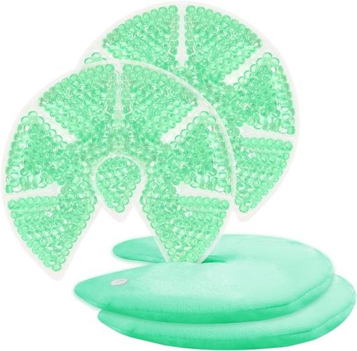 [BRSROFT3PIPAGALV] Hot/Cold Breast Gel Bead Ice Packs Breast Cooling/Heat Pads Relief for Breastfeeding, Nursing Pain, Mastitis, Engorgement, Swelling, Plugged Ducts | Boost Milk Let-Down & Production,2 Pack (Green)