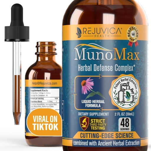 [BRSWGEDRPIIRGH3Z] MunoMax - Avansert immunstøtte Supplement - Flytende levering for bedre absorpsjon - Echinacea, Astragalus, Reishi, GoldenSeal, Elderberry og mer!