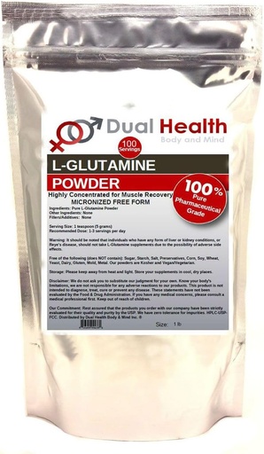[BRSWIHY3BMPQIYLY] L-Glutamine (1 lb) Pure Powder 5000mg Free Form Bulk Supplements, Made in USA, Immune Digestion GI Support Leaky Gut Health Muscle Energy Stamina Endurance Strength