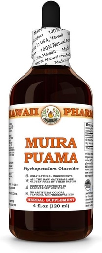 [BRSRAH3QCICGY3TF] Hawaii Pharm Muira Puama Extract, Tincture for Boosting Desire and Energy, Supports Memory, Promotes Calmness, Enhances Circulation, Reduces Dark Circles, Encourages Vitality - 4 fl.oz