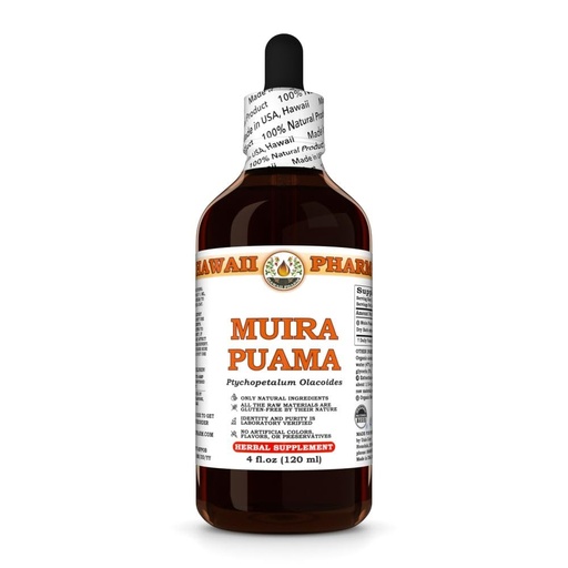 [BRSRAH3QCICGY3TF] Hawaii Pharm Muira Puama Extract, Tincture for Boosting Desire and Energy, Supports Memory, Promotes Calmness, Enhances Circulation, Reduces Dark Circles, Encourages Vitality - 4 fl.oz