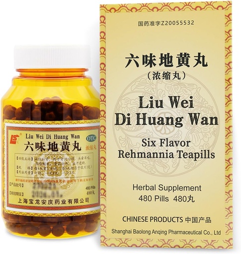 [BRSROBQKCIDRYDTK] Liu-Wei Di-Huang Wan Herbal Supplement 480 Таблетки (60 Сервінції) - Стародавня формула для загальної підтримки здоров'я - Six Flavor Rehmannia Teapills