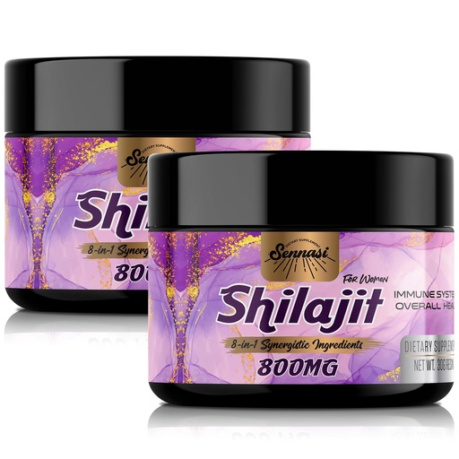 [BRSROHQEOFYRAFLK] 800Mg Shilajit Pure Himalayan Organic, Shilajit Resin Maximum Potency Gold Grade with 8-in-1 Natural Blend & 85+ Trace Minerals for Women, Energy & Immunity,60 Grams（2 Packs）