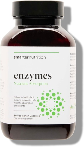 [BRSWGFQROUJQI3LO] Smarter Nutrition Vegan Digestive Enzymes - Digestion Bloating & Gut Health Support with 16 Multi Enzymes for Nutrient Absorption & Meal Time Comfort for Both Men & Women - 90 Count[30-Day Supply]