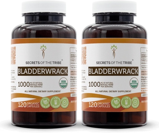 [BRSWG2YZPN5AOA3V] Bladderwrack 120 капсул (2 шт.), 1000 мг, USDA Organic Bladderwrack (Fucus Vesiculosus) Сушеное растение (2x120 капсул)
