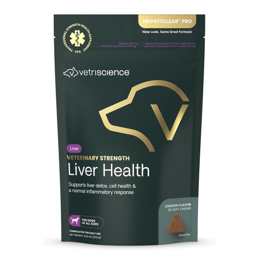 [BRSWKFAOAEIQKYLY] VetriScience Veterinary Strength Liver Health Chews - Canine Liver Care Supplement for Detox Support - Dog Supplement - Supports Immune System - No Fasting Required - 60 Count