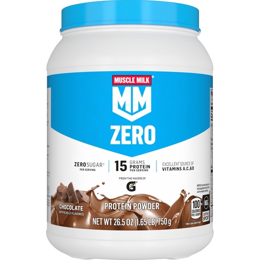 [BRSWIGIYC4CQM33K] Muscle Milk ZERO, 100 Calorie Protein Powder, Chocolate, 15g Protein, 1.65 Pound, 25 Servings