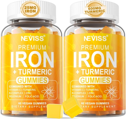 [BRSW2C3RAQBBADQZ] NVISS Vegan Iron Gummies, 120Cts