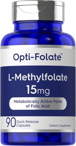 [BRSWGGIZBANQMFI6] Carlyle L Methylfolate 15mg TENIDO 90 Capsules TEN Max Potency TEN Optimizado y Activado ← Non-GMO, Gluten Free TEN Methyl Folate, 5-MTHF ANTE por Opti-Folate
