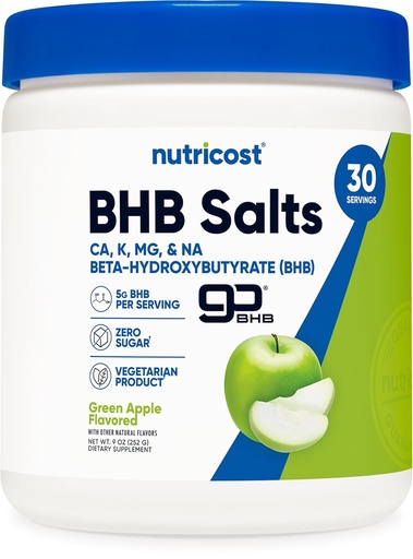 [BRSROCDYPNYREFDD] Nutricost BHB Salts Drink Mix (30 Servings, Green Apple Flavored) (5G BHB Per Serving) - 0G Total Sugars, Produs vegetarian