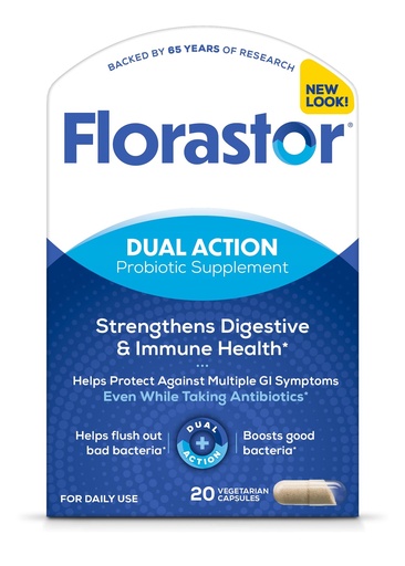 [BRSWGZQZDJYWG2QZ] Florastor Probiotics for Digestive & Immune Health, 20 Capsules, Probiotics for Women & Men, 1 Probiotic Worldwide, Flush Out Bad Bacteria & Boost The Good with Our Strain Saccharomyces boulardii