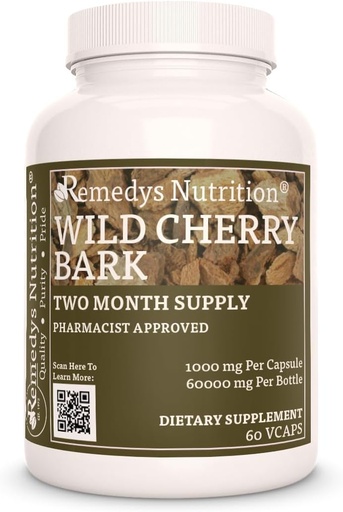 [BRSW22YKBMAQ2YD4] Nutrição Remedy Wild Cherry Bark □ 1.000 mg, 60 Cápsulas Vegan Suplemento Dietário Herbal