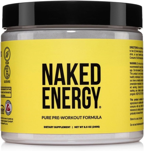 [BRSWGYYTA4GWOELB] NAKED Energija - Pure Pre Workout Powder za moške in ženske, Vegan, Unflavored, Zdrava Pred vadbo - Brez dodanih sladil, Barve ali arome - 50 Strežnice