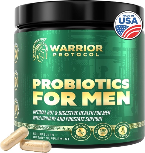 [BRSRAAA6OEBWED32] Probiotics for Men with Prebiotics - Men Probiotic Supplement for Digestive Health, Gut Health, Immune Health, Bloating and Prostate Care - Strains Shelf Stable, Gluten & Soy Free 60 capsules.