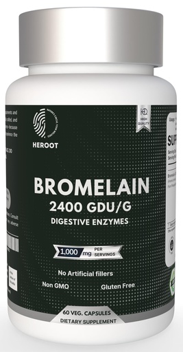 [BRSRAFAQBEPAKD3D] Bromelain 500mg | 60 Plant-Based Capsules | 2400 GDU Potency | Supports Joint Health & Digestion | No Preservatives or Artificial Additives