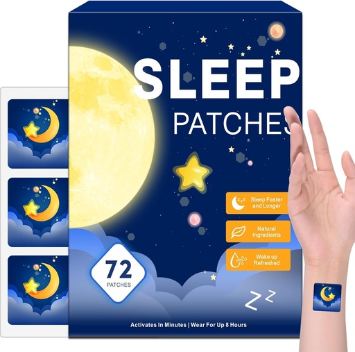 [BRSREEDQOEHGMHT4] 72 Pack Sleep Patches for Adults Extra Strength, Easy-to-Apply Sleep Patch with Valerian & Melatonin Patches, Long-Lasting Night for Men and Women