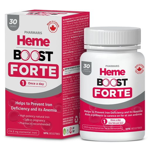 [BRSROHQHOF7B63D7] Hemeboost Forte 34.8 mg (696 mg Heme Iron Pills), High Potency Iron Supplement for Women & Men, High Absorption & Gentle on Stomach, Safe for Use in Pregnancy, 30 Tablets