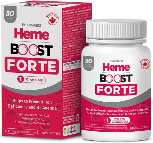 [BRSROHQHOF7B63D7] Hemeboost Forte 34.8 mg (696 mg Heme Iron) I 30 compresse I High Potency Natural Iron Supplement I High Absorption & Gentle on Stomach I Iron Pills for Adults & Safe for Use in Gravidanza